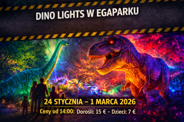 Dino Lights w egaparku – świetlna podróż do świata dinozaurów